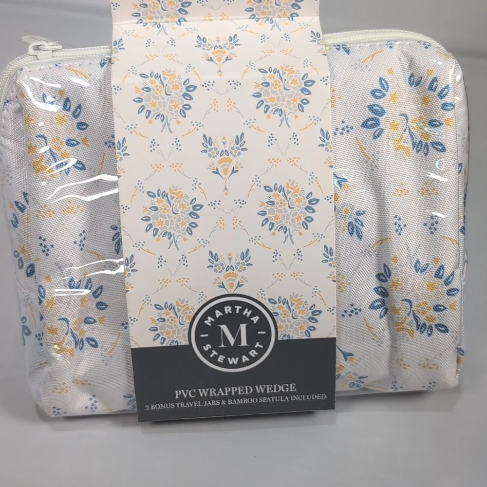 Martha Stewart PVC Wrapped Wedge Waterproof Toiletry Travel Bag Floral Print